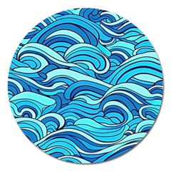 Pattern Ocean Waves Blue Nature Sea Abstract Magnet 5  (round) by Pakemis