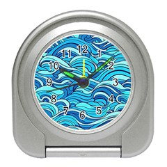 Pattern Ocean Waves Blue Nature Sea Abstract Travel Alarm Clock by Pakemis