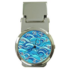 Pattern Ocean Waves Blue Nature Sea Abstract Money Clip Watches