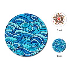 Pattern Ocean Waves Blue Nature Sea Abstract Playing Cards Single Design (round)