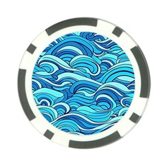 Pattern Ocean Waves Blue Nature Sea Abstract Poker Chip Card Guard by Pakemis