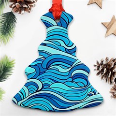 Pattern Ocean Waves Blue Nature Sea Abstract Ornament (christmas Tree) 