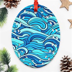 Pattern Ocean Waves Blue Nature Sea Abstract Ornament (oval Filigree)