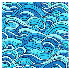 Pattern Ocean Waves Blue Nature Sea Abstract Wooden Puzzle Square by Pakemis