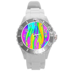 Fluid Background - Fluid Artist - Liquid - Fluid - Trendy Round Plastic Sport Watch (l) by GardenOfOphir