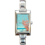 Beach Ocean Flowers Floral Flora Plants Vacation Rectangle Italian Charm Watch Front