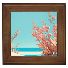 Beach Ocean Flowers Floral Flora Plants Vacation Framed Tile by Pakemis