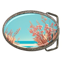 Beach Ocean Flowers Floral Flora Plants Vacation Belt Buckles by Pakemis