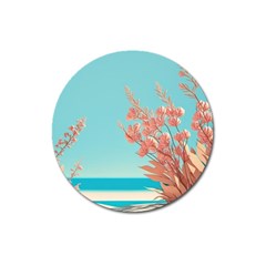 Beach Ocean Flowers Floral Flora Plants Vacation Magnet 3  (round) by Pakemis