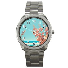 Beach Ocean Flowers Floral Flora Plants Vacation Sport Metal Watch by Pakemis