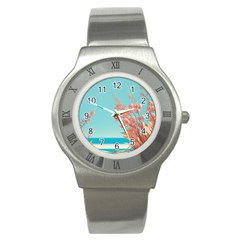 Beach Ocean Flowers Floral Flora Plants Vacation Stainless Steel Watch by Pakemis