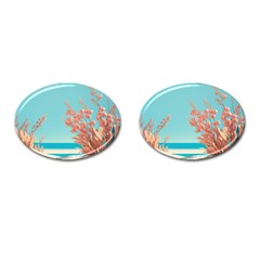 Beach Ocean Flowers Floral Flora Plants Vacation Cufflinks (oval) by Pakemis