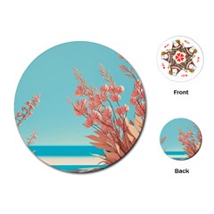 Beach Ocean Flowers Floral Flora Plants Vacation Playing Cards Single Design (round)