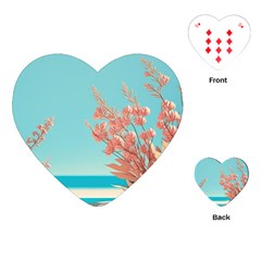 Beach Ocean Flowers Floral Flora Plants Vacation Playing Cards Single Design (heart)