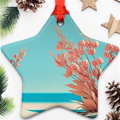 Beach Ocean Flowers Floral Flora Plants Vacation Star Ornament (two Sides)