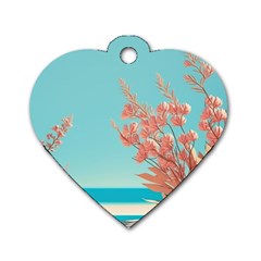 Beach Ocean Flowers Floral Flora Plants Vacation Dog Tag Heart (one Side) by Pakemis