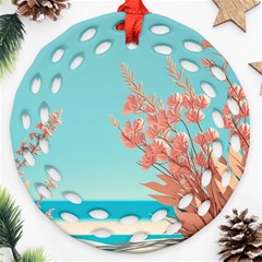 Beach Ocean Flowers Floral Flora Plants Vacation Ornament (round Filigree)