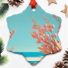 Beach Ocean Flowers Floral Flora Plants Vacation Ornament (snowflake)