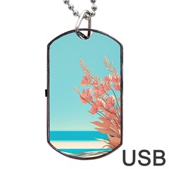 Beach Ocean Flowers Floral Flora Plants Vacation Dog Tag Usb Flash (one Side) by Pakemis