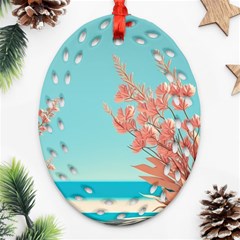 Beach Ocean Flowers Floral Flora Plants Vacation Ornament (oval Filigree)