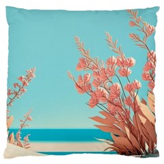 Beach Ocean Flowers Floral Flora Plants Vacation Large Cushion Case (one Side) by Pakemis