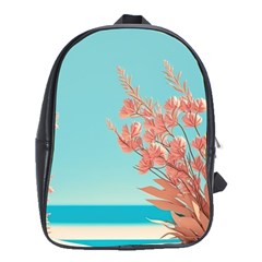 Beach Ocean Flowers Floral Flora Plants Vacation School Bag (xl)