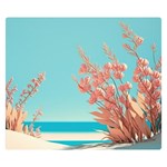 Beach Ocean Flowers Floral Flora Plants Vacation Premium Plush Fleece Blanket (Small) 50 x40  Blanket Back