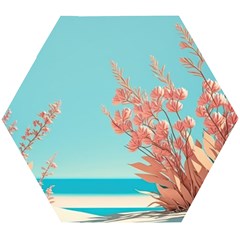 Beach Ocean Flowers Floral Flora Plants Vacation Wooden Puzzle Hexagon by Pakemis