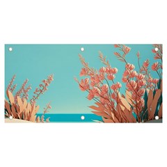 Beach Ocean Flowers Floral Flora Plants Vacation Banner And Sign 6  X 3  by Pakemis