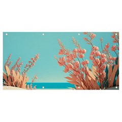 Beach Ocean Flowers Floral Flora Plants Vacation Banner And Sign 8  X 4  by Pakemis