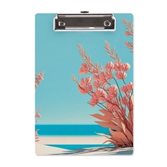 Beach Ocean Flowers Floral Flora Plants Vacation A5 Acrylic Clipboard by Pakemis