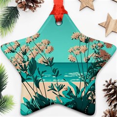 Beach Ocean Flowers Flower Floral Plants Vacation Ornament (star)