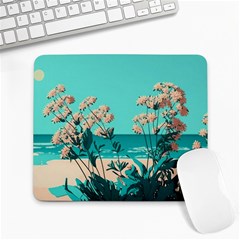 Beach Ocean Flowers Flower Floral Plants Vacation Large Mousepad by Pakemis