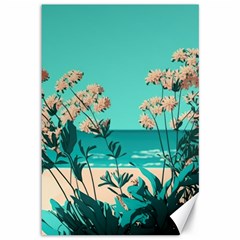 Beach Ocean Flowers Flower Floral Plants Vacation Canvas 12  X 18  by Pakemis