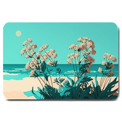 Beach Ocean Flowers Flower Floral Plants Vacation Large Doormat by Pakemis