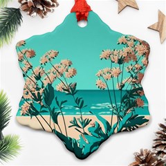 Beach Ocean Flowers Flower Floral Plants Vacation Ornament (snowflake)