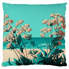 Beach Ocean Flowers Flower Floral Plants Vacation Large Cushion Case (one Side) by Pakemis