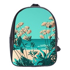 Beach Ocean Flowers Flower Floral Plants Vacation School Bag (xl)