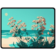 Beach Ocean Flowers Flower Floral Plants Vacation Fleece Blanket (large) by Pakemis