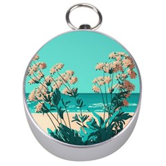 Beach Ocean Flowers Flower Floral Plants Vacation Silver Compasses by Pakemis