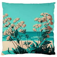 Beach Ocean Flowers Flower Floral Plants Vacation Standard Premium Plush Fleece Cushion Case (two Sides) by Pakemis