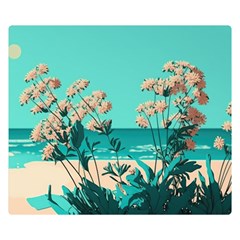 Beach Ocean Flowers Flower Floral Plants Vacation Premium Plush Fleece Blanket (small) by Pakemis