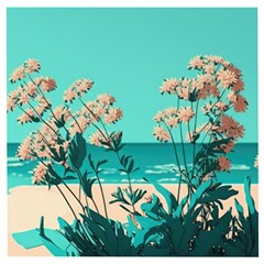 Beach Ocean Flowers Flower Floral Plants Vacation Wooden Puzzle Square by Pakemis