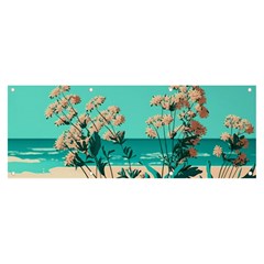 Beach Ocean Flowers Flower Floral Plants Vacation Banner And Sign 8  X 3  by Pakemis