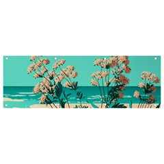 Beach Ocean Flowers Flower Floral Plants Vacation Banner And Sign 9  X 3  by Pakemis