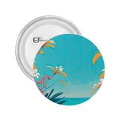 Beach Ocean Flowers Floral Plants Vacation 2.25  Buttons