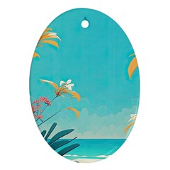 Beach Ocean Flowers Floral Plants Vacation Ornament (Oval)