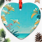 Beach Ocean Flowers Floral Plants Vacation Ornament (Heart) Front