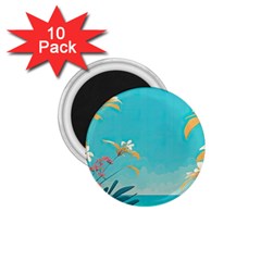 Beach Ocean Flowers Floral Plants Vacation 1.75  Magnets (10 pack) 