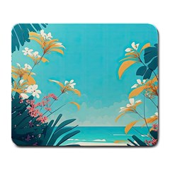 Beach Ocean Flowers Floral Plants Vacation Large Mousepad